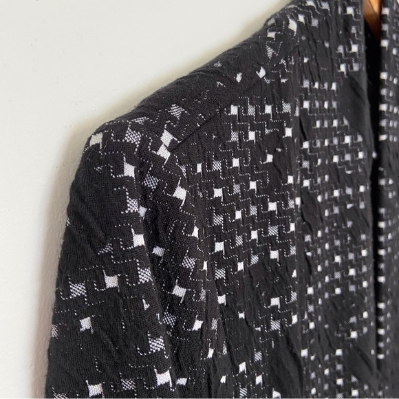 FRANK Lyman designer black white duster cardigan sweater 3/4 sleeves pattern 10 - Picture 6 of 16